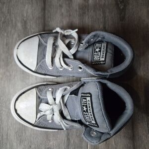 CONVERSE All Star Canvas Lace Up Mid Top Sneakers Gray, Kid's Youth Size 11